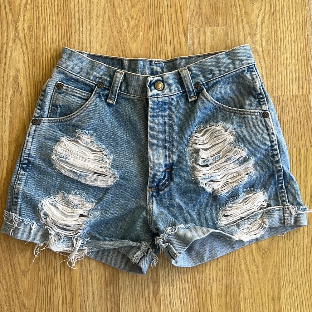 Wrangler distressed jean mini shorts